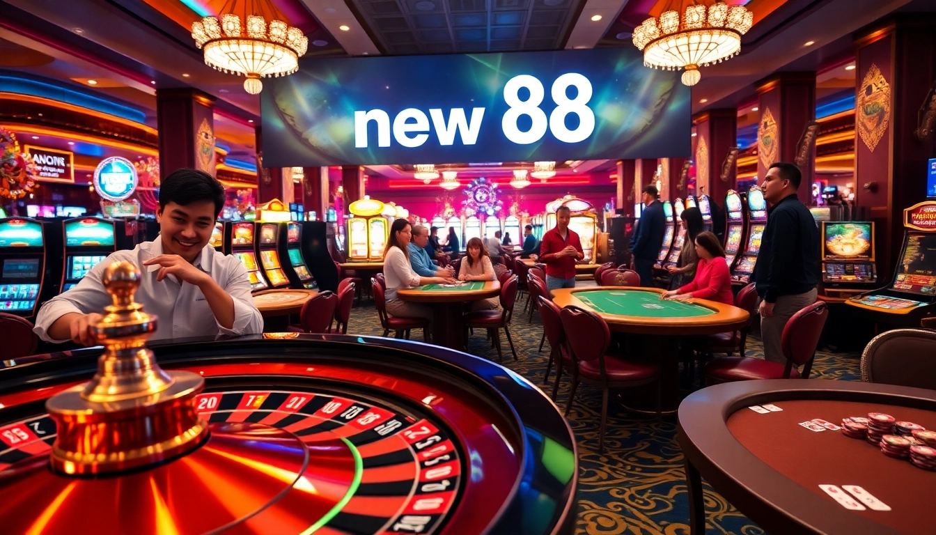 Experience the thrill of winning at new 88's vibrant casino floor, featuring roulette and poker games.